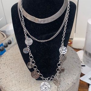 One more in stock! NWT!Free People Layered Mesh Choker Necklace Disk Gold/silver